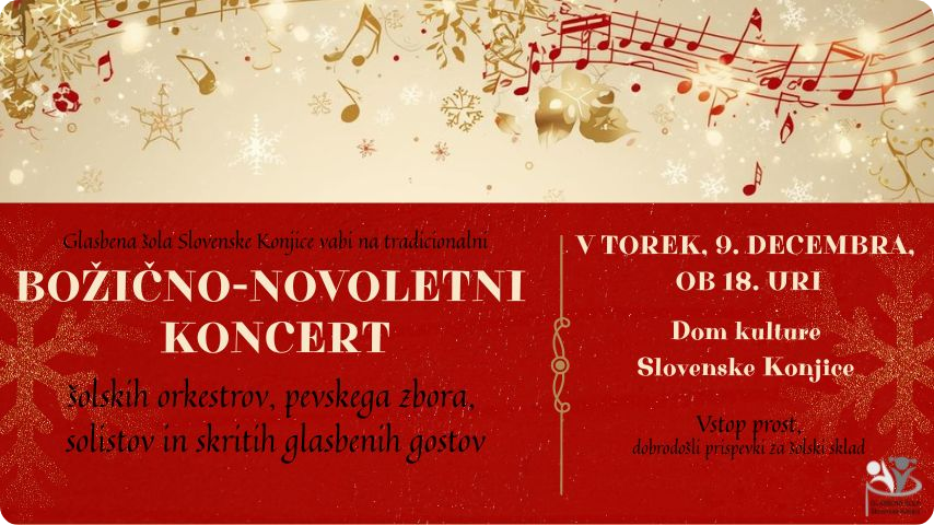 Tradicionalni božično-novoletni koncert šolskih orkestrov, pevskega zbora in solistov